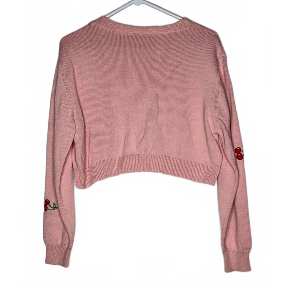 Minga London Cardigan Pink Cherry Embroidered Cropped Size M - Picture 4 of 7